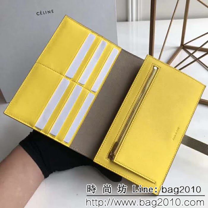 CELINE賽琳原單 專櫃 手掌紋牛皮搭扣拼色錢夾 4148 SL1449